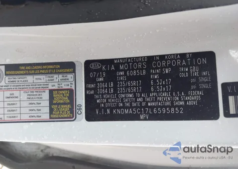 2020 Kia Sedona L из США, поврежденный, VIN KNDMA5C17L6595852